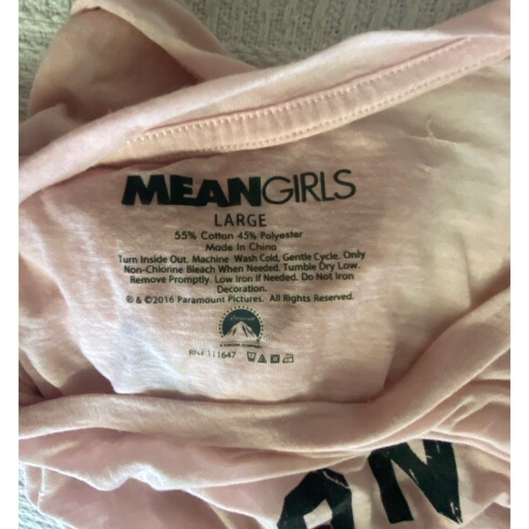 MEAN GIRLS wednesdays we wear PINK workout tshirt muscle tank top cutoff L NWOT - Picture 6 of 7